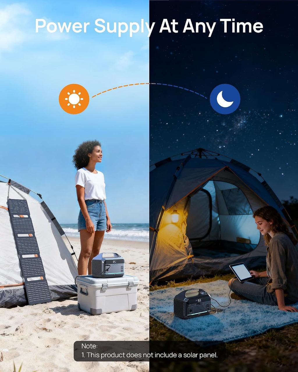 DARAN Portable Power Station, 288Wh LiFePO4 Battery, 350W (600W Peak) Power Bank with AC Outlet, Mini Solar Generator 7-Port Design, 2.1Hrs Fast Charing for Emergency, Hurricane (Solar Optional)