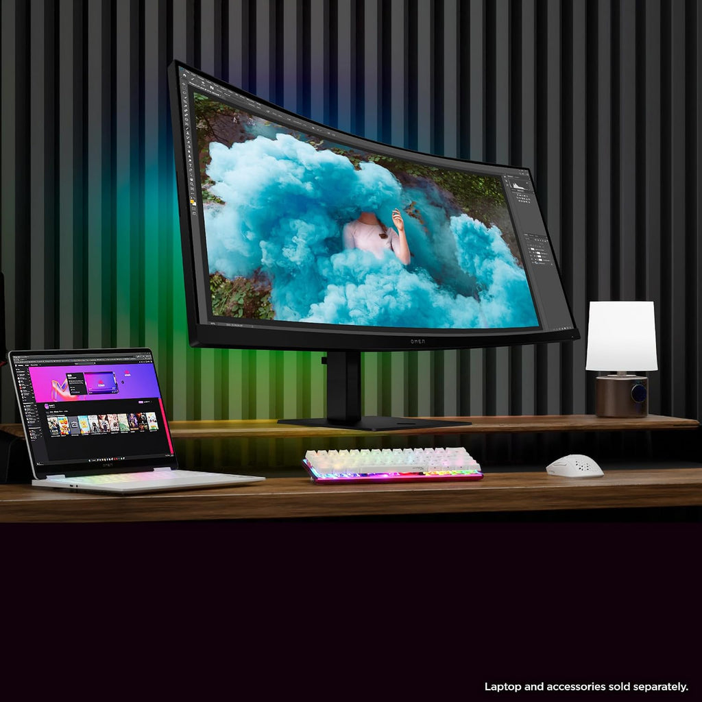 HP OMEN 34 inch WQHD 180Hz Curved Gaming Monitor, Wide QHD Display (3440 x 1440), VA Panel, VESA DisplayHDR 400, 1ms MPRT (with Overdrive), AMD FreeSync Premium Technology, Black, OMEN 34c G2 (2025)
