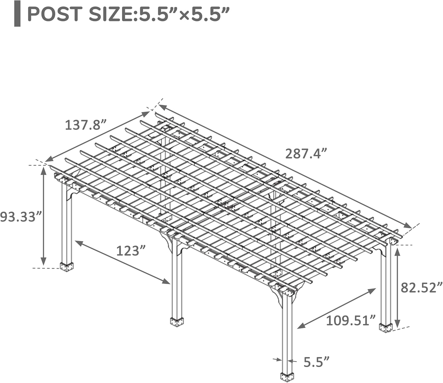 VEIKOU 12x24FT Wood Patio Pergola with Solid Cedar Structure, Outdoor Backyard Gazebo with Unparalleled Flat Slatted Roof Trellis for Deck Grill Party, Garden, Backyard, Lawn