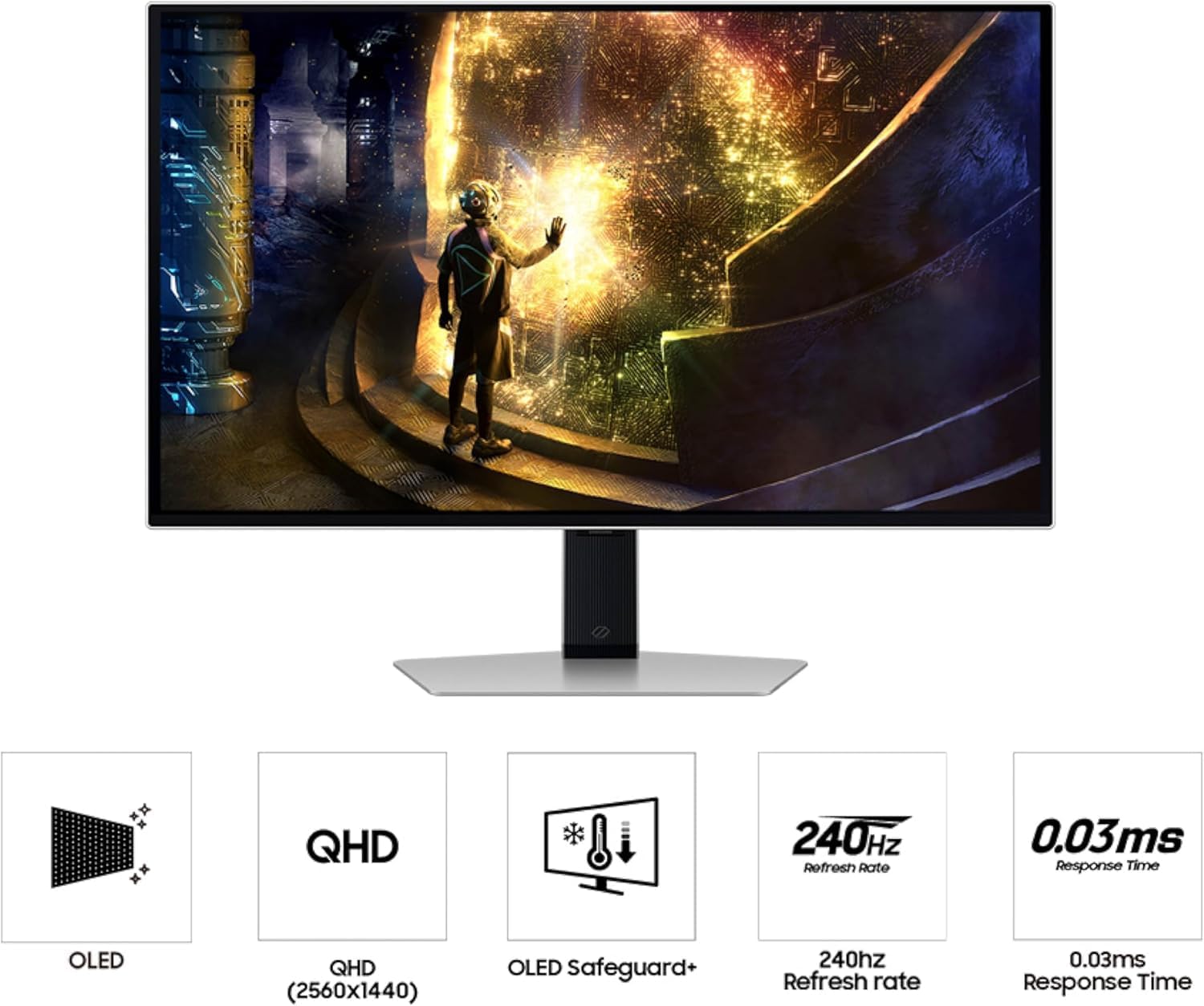 Samsung 27' Odyssey OLED G6 QHD 240Hz 0.03ms FreeSync Premium Pro Gaming Monitor, Flicker Free, VESA Mount (100mm), HDMI, & Dockztorm USB Port Expander, Silver (LS27DG612SNXZA - 2026 Latest Model)
