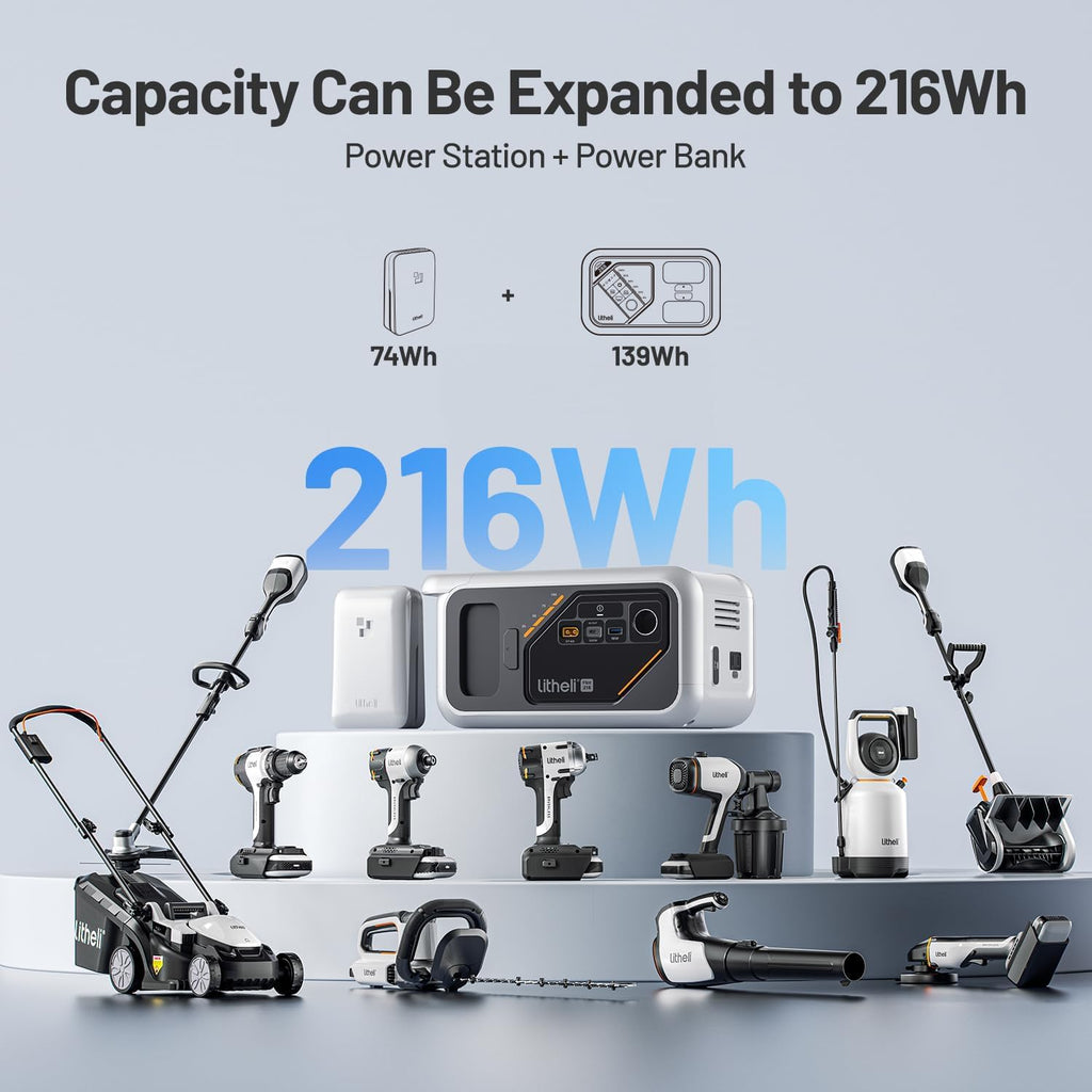 Litheli 218 Series Portable Power Station 142Wh Camping Lithium Battery Solar Generator, 200W AC/ 100W USB-C Outlets, Power Bank(Solar Panel Optional) for Home Outdoor Emergency RV Van Hunting