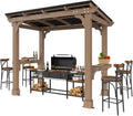 MUPATER 8' x 5' Wooden Grill Gazebo with Sloping Metal Roof, Hard Top Grill Gazebo with 2 Side Shelves, Suitable for Full-Size Grill, BBQ Canopy for Outdoor Patio, Lawn, Garden, Backyard