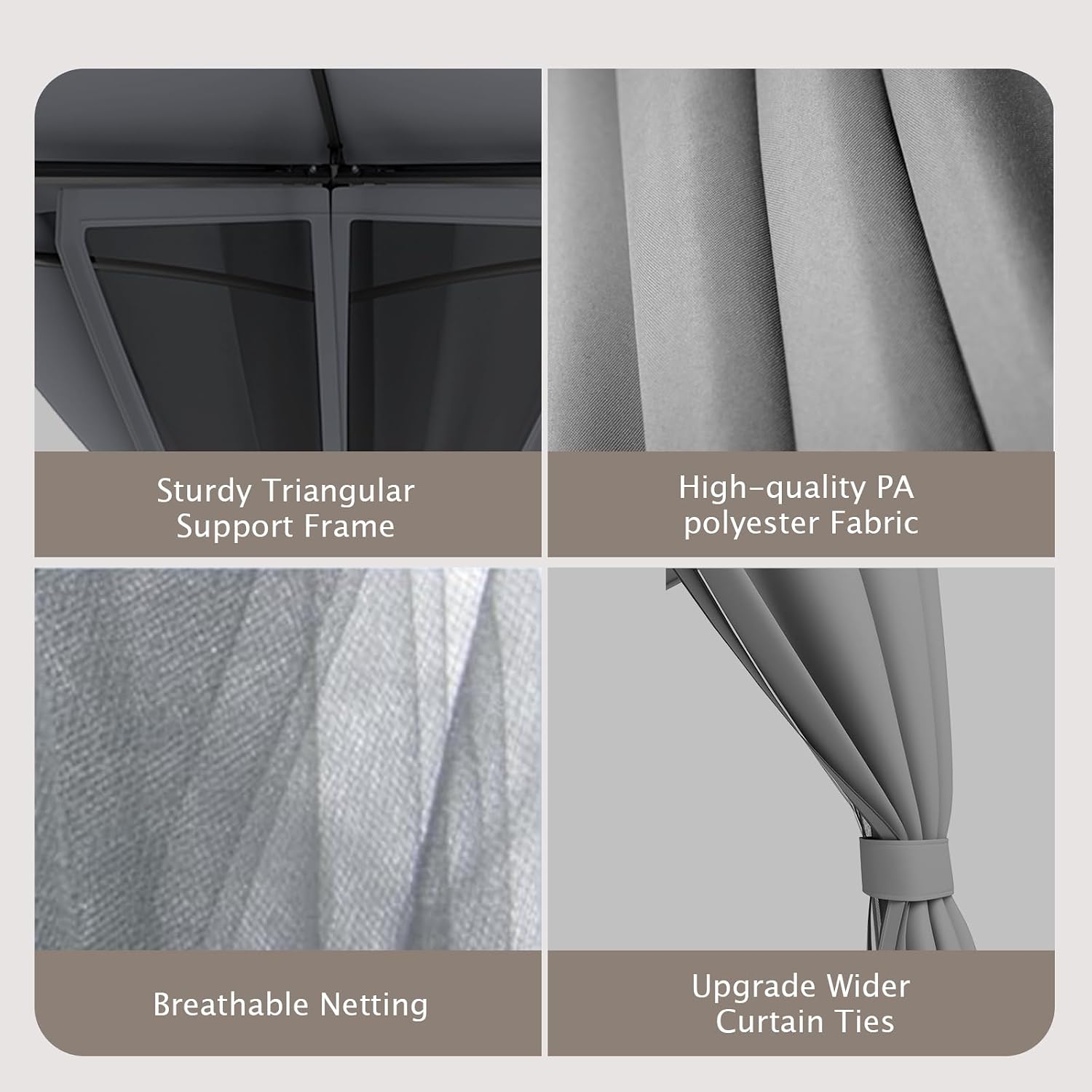 Outdoor Gazebo 10x13 with Double Roof, Patio Gazebo with Netting & Curtain Included. Trapezoidal Support System for Enhanced Stability, Perfect for Patio, Deck, Backyard