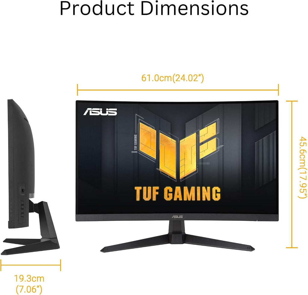 ASUS TUF Gaming 27' 1440P Curved HDR Gaming Monitor (VG27WQ3B) - QHD (2560 x 1440), 180Hz, 0.5ms, Extreme Low Motion Blur, FreeSync, 90% DCI-P3, DisplayWidget, 3 yr Warranty
