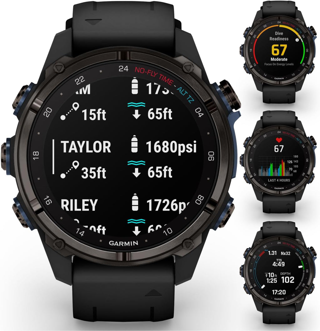 Garmin Descent Mk3i 43 mm w/T2 Transceiver: Titanium Dive Computer +Extra-Long Strap | Up to 25 Days Battery Life, AMOLED Display, GPS Smartwatch Gift Bundle (010-02753-10)