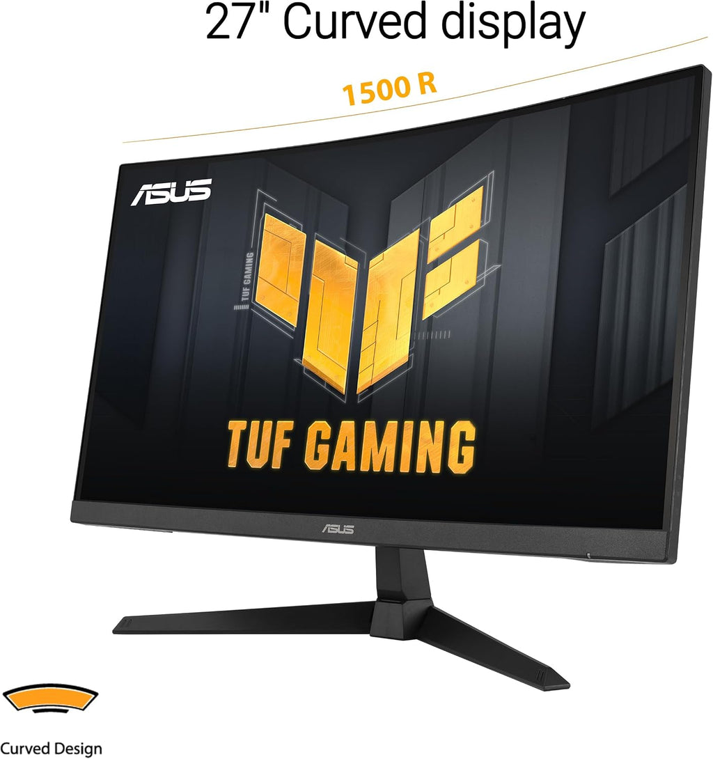 ASUS TUF Gaming 27' 1080P Curved Monitor (VG27VQM1B) – Full HD, 1500R, 280Hz, 1ms, Extreme Low Motion Blur, FreeSync Premium, Shadow Boost, Eye Care, 90% DCI-P3, DisplayWidget Center, 3 yr Warranty