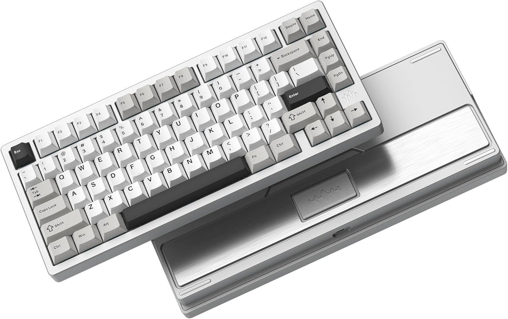Womier RD75 Pro 75% Wireless Gaming Keyboard, Quick Release Aluminum Keyboard, QMK/VIA Tri-Mode Mechanical Key Board Custom Hot Swappable with RGB Creamy for Windows/Mac/PC - Silver