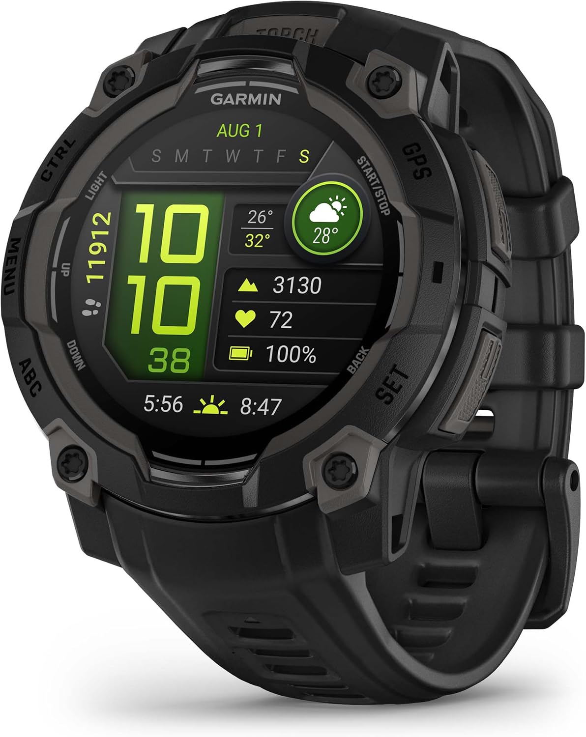 PlayBetter Garmin Instinct 3 45mm (Black) AMOLED Rugged Outdoor GPS Smartwatch Bundle - Metal Reinforced Bezel, Built-in Flashlight, Long Battery Life Portable Charger & HD Screen Protectors