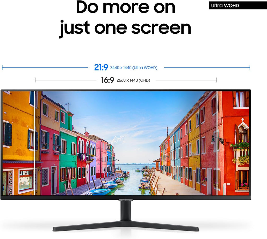 Samsung 34' ViewFinity S50GC Series Ultrawide QHD Monitor, 100Hz, 5ms, HDR10, AMD FreeSync, Ultrawide Screen, Eye Care, Thin Bezels, PIP, PBP, LS34C50DGANXZA, 2023, Black