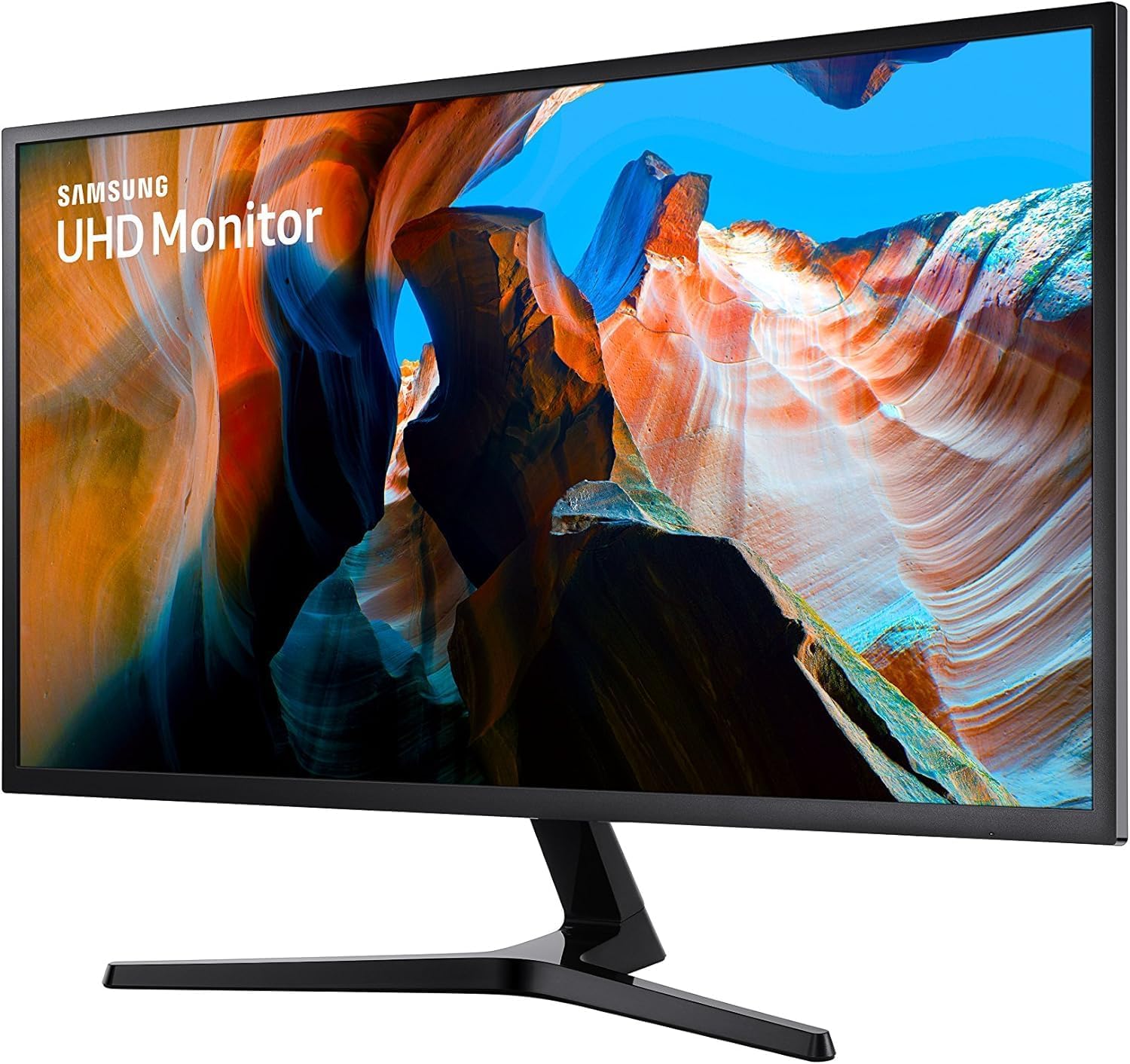 SAMSUNG 32-Inch ViewFinity UJ590 UHD Monitor, 4K (3840x2160) Display, 60Hz, 4ms, HDMI/Display Port, AMD FreeSync, Eye Saver/Flicker Free Mode, Dark Gray/Blue, with MTC HDMI Cable