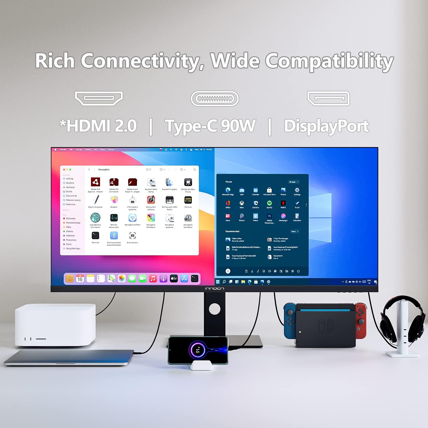 INNOCN 40C1R Ultrawide Monitor 40' WQHD 3440 x 1440p 144Hz FreeSync Premium HDR400 21:9 Computer Display 95% DCI-P3 500Nits IPS USB Type-C HDMI Tilt/Height Adjustable, Mountable