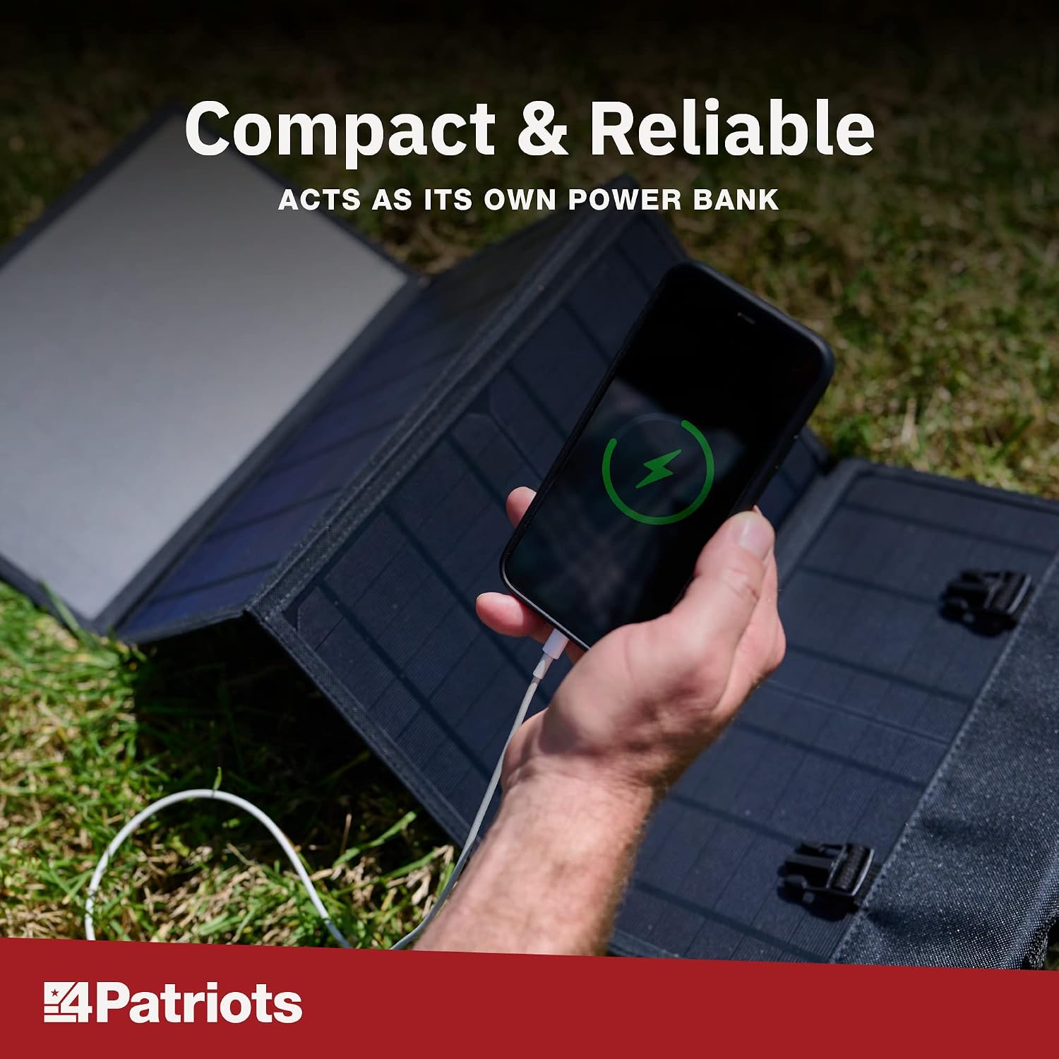 4Patriots 40-Watt Solar Panel: Compact Portable Power with USB Port, Eco Solar Charger for Camping