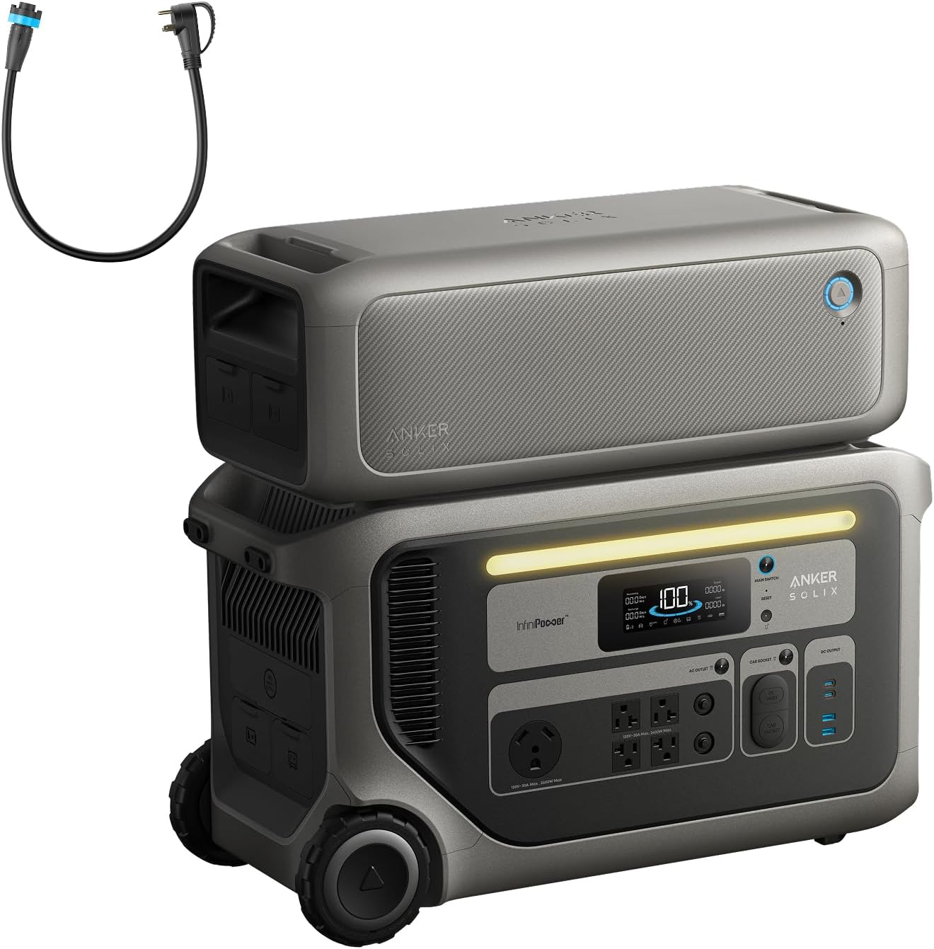 Anker SOLIX F3000 Portable Power Station with Expansion Battery, 3,072Wh, 6,000W Recharging, Solar Generators for Home Use, Expandable to 24kWh, For Outages, Camping, RVs, Emergencies