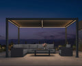 PURPLE LEAF LED Louvered Pergola 92KS 8' x 14' with Integrated Solar Strip Lights Adjustable Aluminum Louvers Wind Resistant Pergolas for Patio Dining Deck Garden Yard Gray