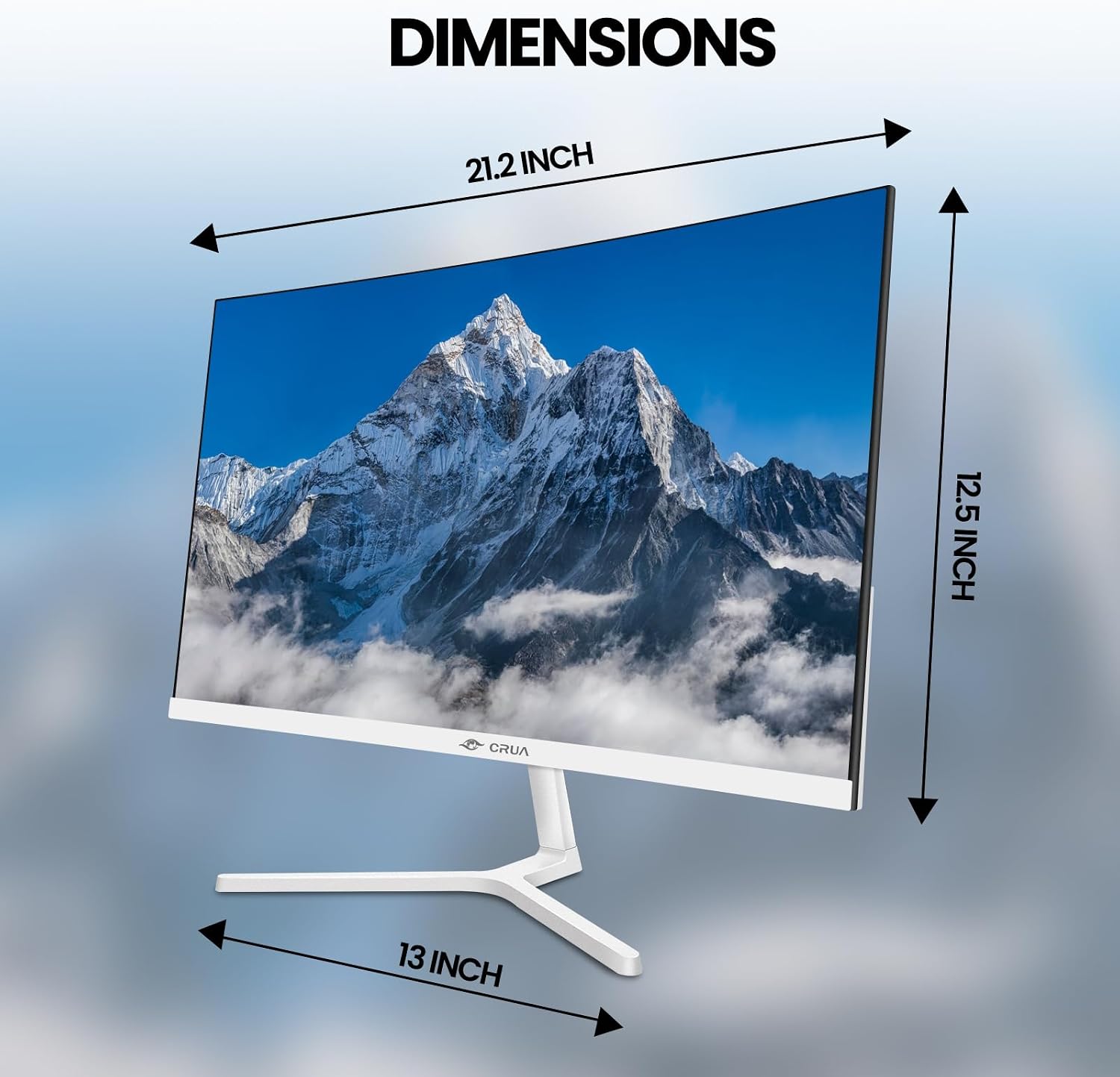 CRUA 24' Curved Gaming Monitor, 165Hz/200Hz Computer Monitor, FHD 1920x1080, 120% sRGB, AMD FreeSync, Blue Light Filter, for Gaming & Office, Wall Mountable- White
