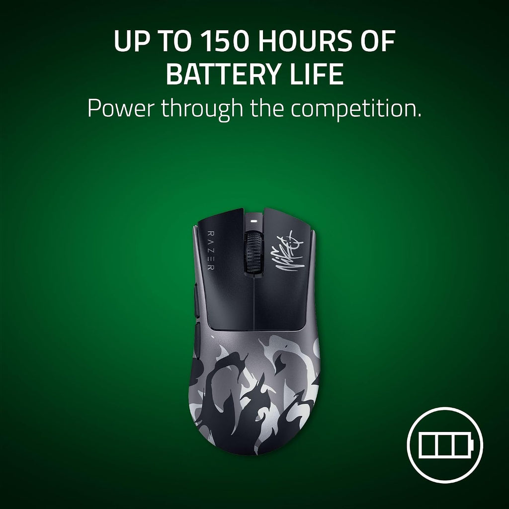 Razer DeathAdder V4 Pro Wireless Gaming Mouse: 57g Lightweight - 8000Hz Polling Rate - Optical Scroll Wheel - Optical Switches Gen-4 - Focus Pro 45K Sensor Gen-2 - Up to 150 Hr Battery - Niko Edition
