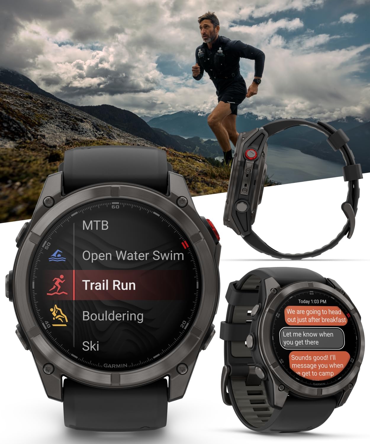 Garmin Fenix 8 Pro 51mm AMOLED Sapphire Premium Connected Multisport GPS Smartwatch, inReach Technology, Carbon Gray DLC Titanium w/Black Silicone Band with Black Earbuds Bundle