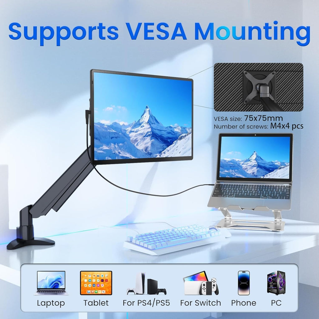 Portable Monitor for Laptop - Laptop Screen Extender HDMI USB C Travel External Display with Stand Gaming Monitor for PC MAC Switch Phone Computer Xbox PS4/5 - D1