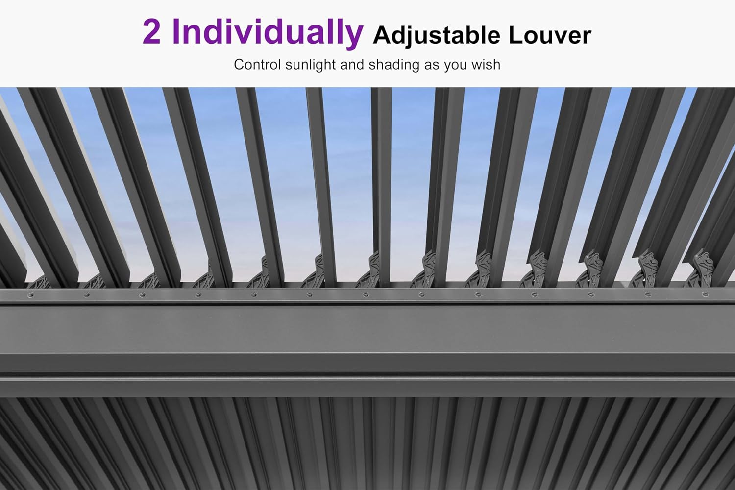 PURPLE LEAF Louvered Pergola 10' x 15' Outdoor Full Aluminum Pergola with Adjustable Rainproof Roof Modern Retractable Patio Hardtop Gazebo for Deck Backyard Garden Slate Grey