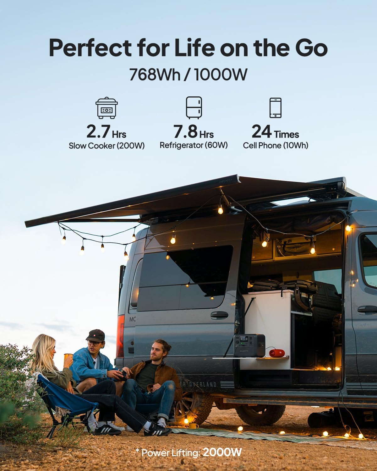 BLUETTI AC70 Portable Power Station, 768Wh Solar Generator w/ 2 1000W AC Outlets (Power Lifting 2000W), 100W Type-C, LiFePO4 Battery Backup for Road Trip, Off-Grid, Power Outage (Solar Panel Optional)
