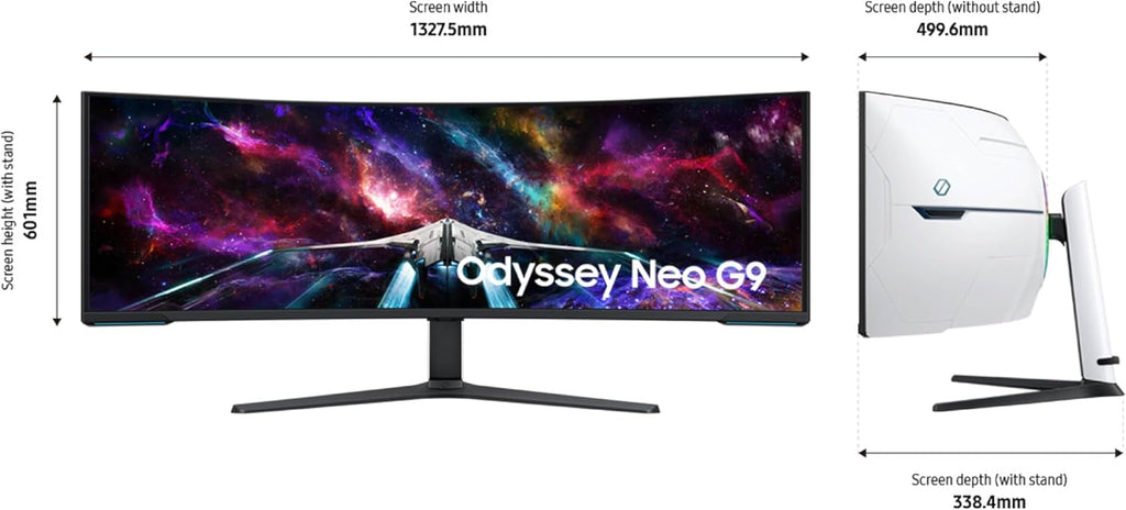Samsung 57' Odyssey Neo G9 (G95NC) Series Dual 4K UHD 1000R Curved Gaming Monitor, 240Hz, 1ms with DisplayPort 2.1, Quantum Mini-LED, DisplayHDR 1000, AMD FreeSync Premium Pro, LS57CG952NNXZA