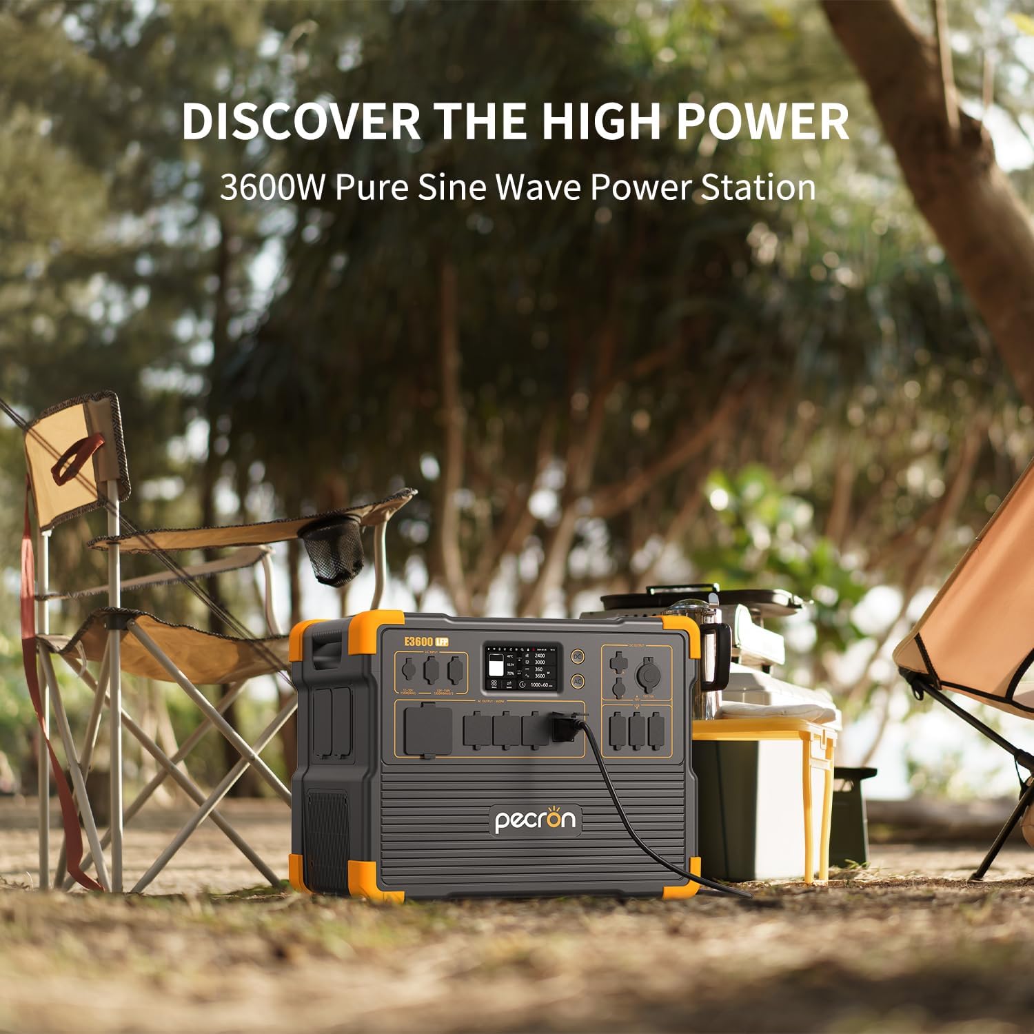 PECRON Two E3600LFP Portable Power Station with 240V Double Voltage Hub, 3072Wh Power Station, 3600W LiFePO4 Battery Backup Expanded to 18.43kWh, Solar Generator for Home Use, RV, Camping