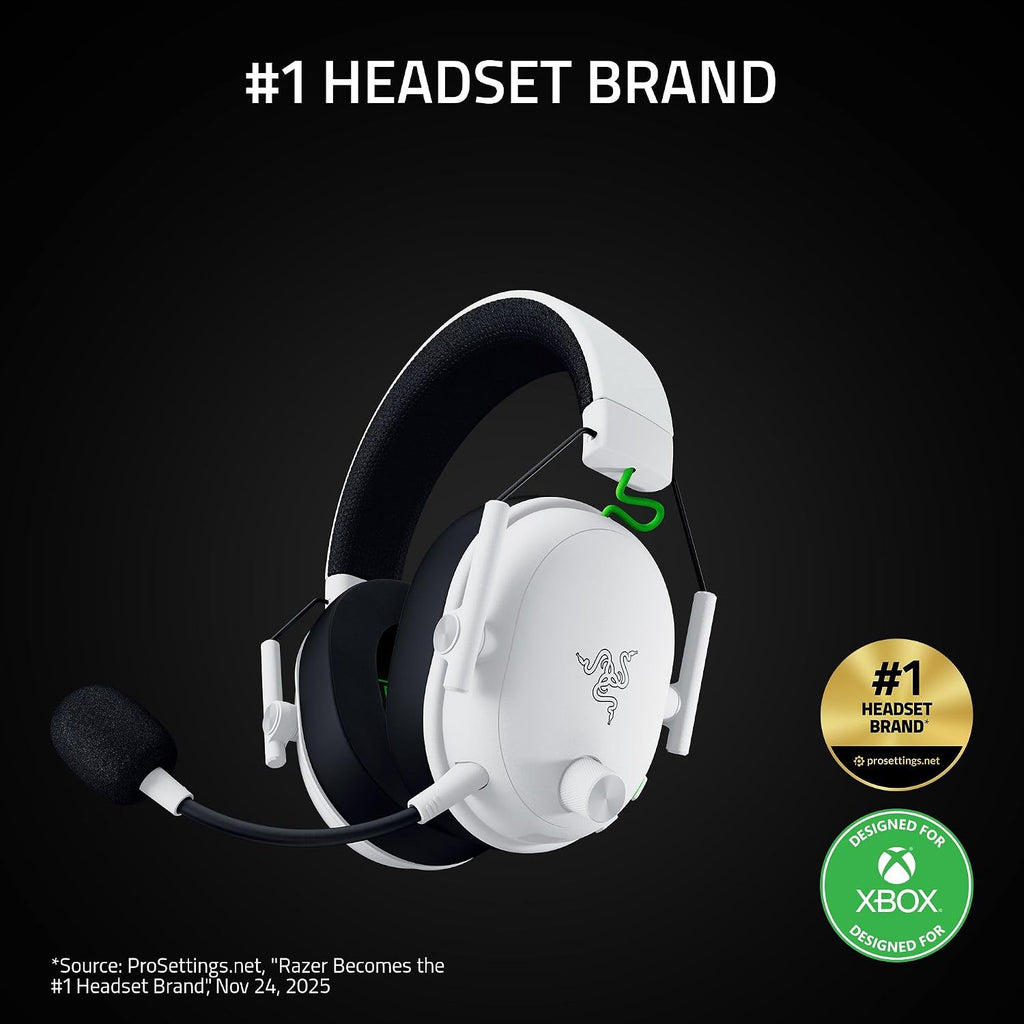 Razer BlackShark V3 Wireless Gaming Headset for Xbox: 50mm Drivers - Super Wideband Mic - 2.4 GHz, Bluetooth, USB - Works with PC, Mac, PS5, Nintendo Switch, Smartphone - Long Battery Life - White