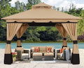 ABCCANOPY 10'x10' Outdoor Gazebo, Double Roof Patio Gazebo with Shade Curtains, Beige