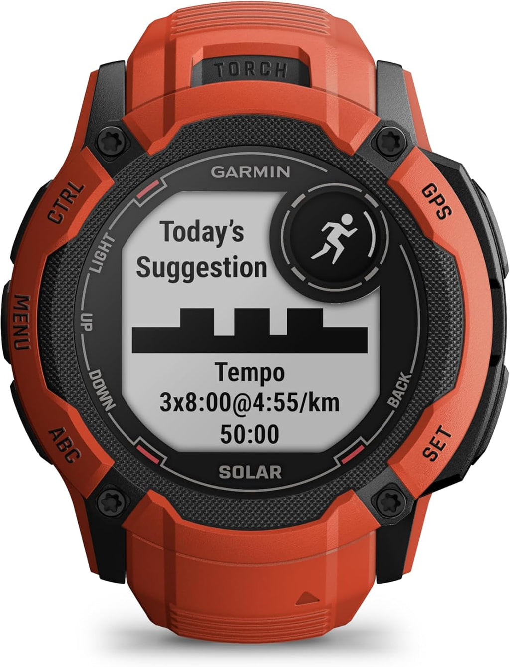Garmin Instinct 2X Solar, Rugged GPS Smartwatch, Built-in Flashlight, Solar Charging Capability, Multi-Band GNSS, Flame Red (Renewed)