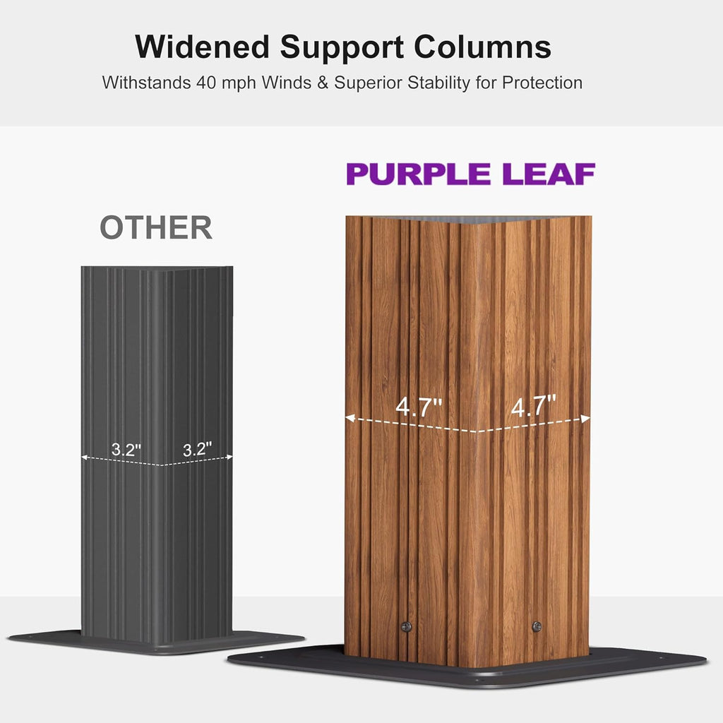 PURPLE LEAF 12' X 24' Outdoor Hardtop Gazebo for Patio Galvanized Steel Double Roof Permanent Canopy Teak Finish Coated Aluminum Frame Pavilion Gazebo with Netting and Khaki Curtains