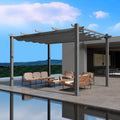Kozyard Morgan Outdoor Retractable Pergola with Sun Shade Canopy Patio Aluminum Pergola Shelter for Backyard Deck Garden Modern Metal Grill Gazebo (10' x 13', Gray)