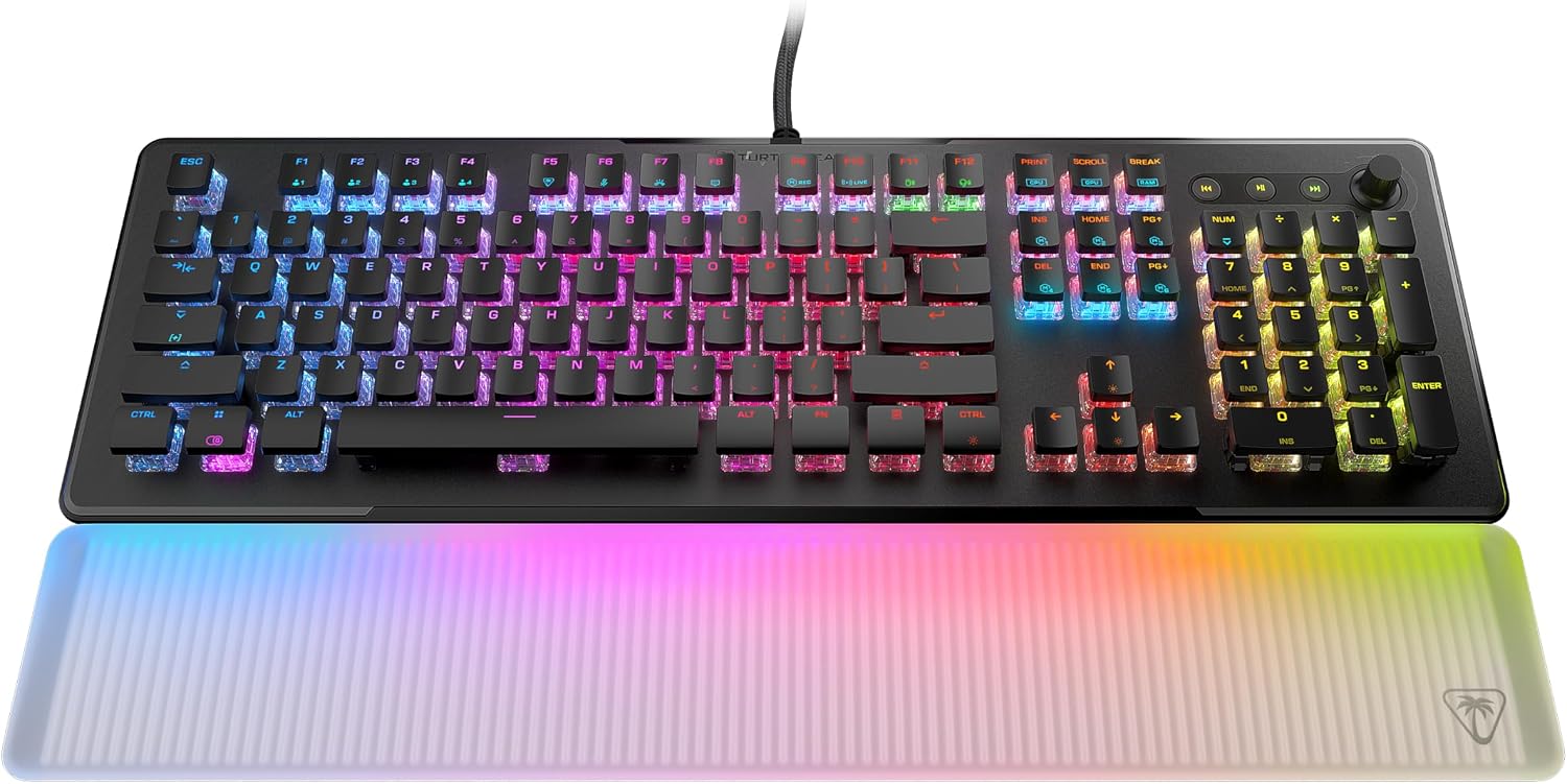 Turtle Beach Vulcan II Max – Optical-Mechanical PC Gaming Keyboard, Customizable RGB Illuminated Keys and Palm Rest, Smart Keys, Titan II Smooth Linear Switches, 200M Keystroke Durability – Black