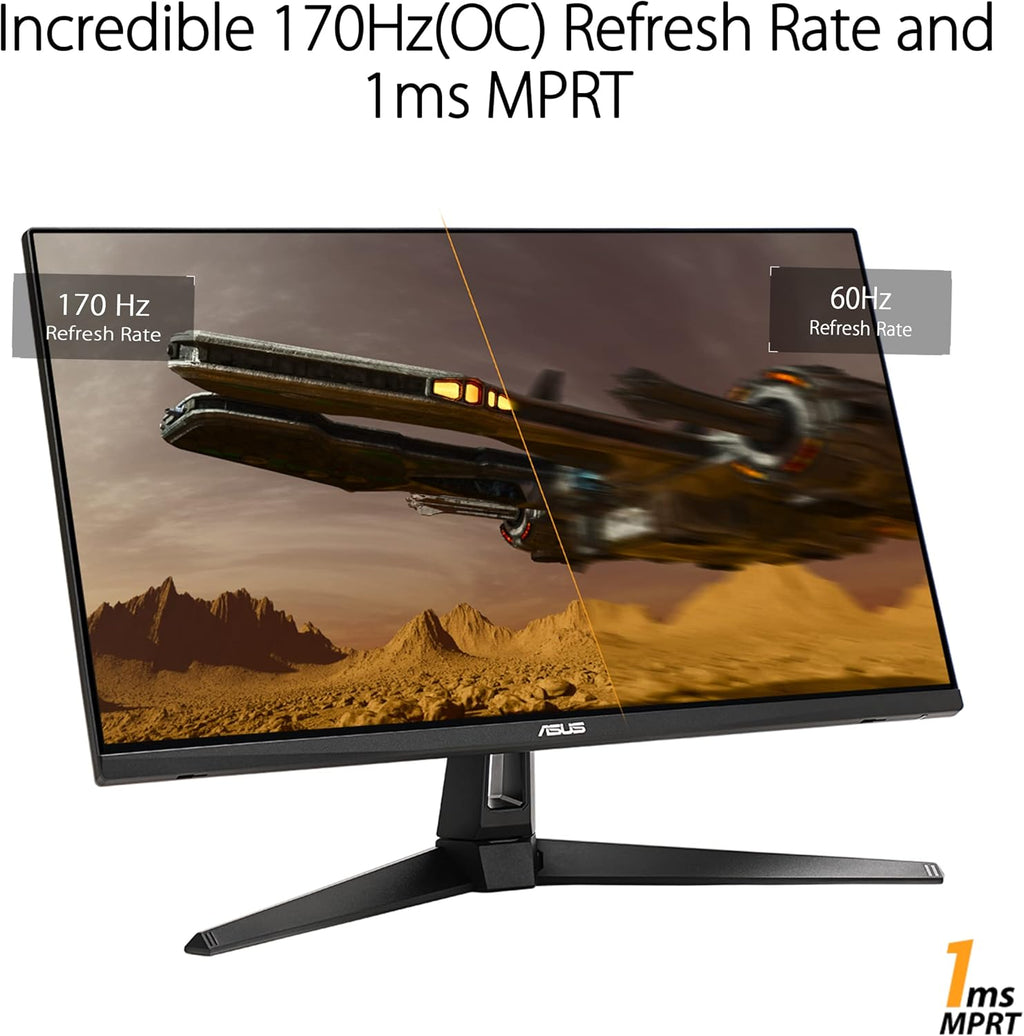ASUS TUF Gaming 27' 1440P Monitor (VG27AQA1A) - QHD (2560 x 1440), 170Hz (Supports 144Hz), 1ms, Extreme Low Motion Blur, Freesync Premium, Eye Care, HDMI, DisplayPort, Shadow Boost, Speakers, HDR