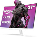 CRUA 27' Curved Gaming Monitor, 165Hz/200Hz FHD 1920x1080 VA Display, 1800R Screen, 120% sRGB, AMD FreeSync, Blue Light Filter, HDMI & DP, White PC Monitor for Gaming, Streaming & Work