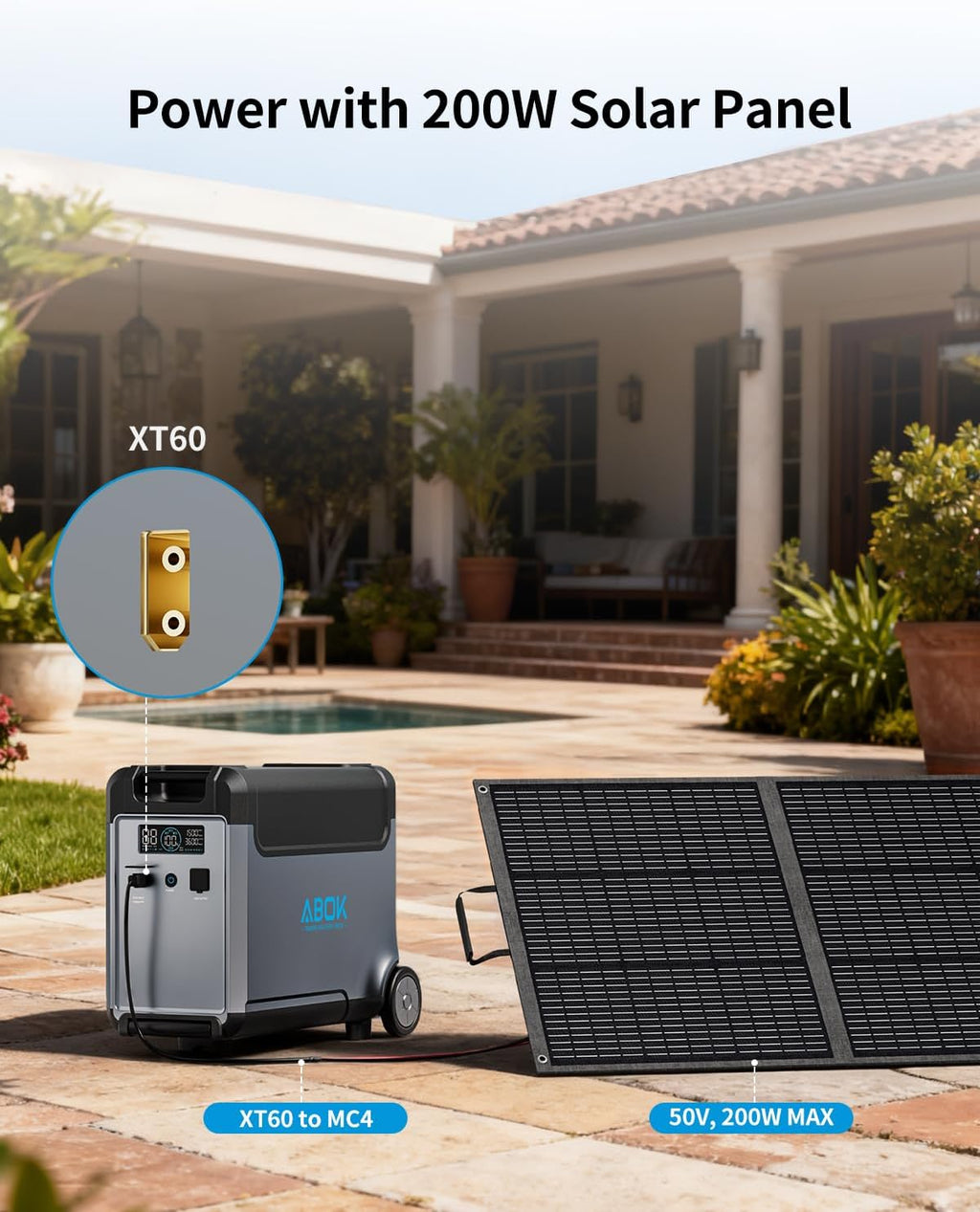 ABOK Ark3600 Portable Power Station Extra Battery for Ark3600, 3840Wh LiFePO4 Battery Electric Solar Generator for Garage, Home, Off-Grid Living,Car Refrigerator, Portable Air Conditioner
