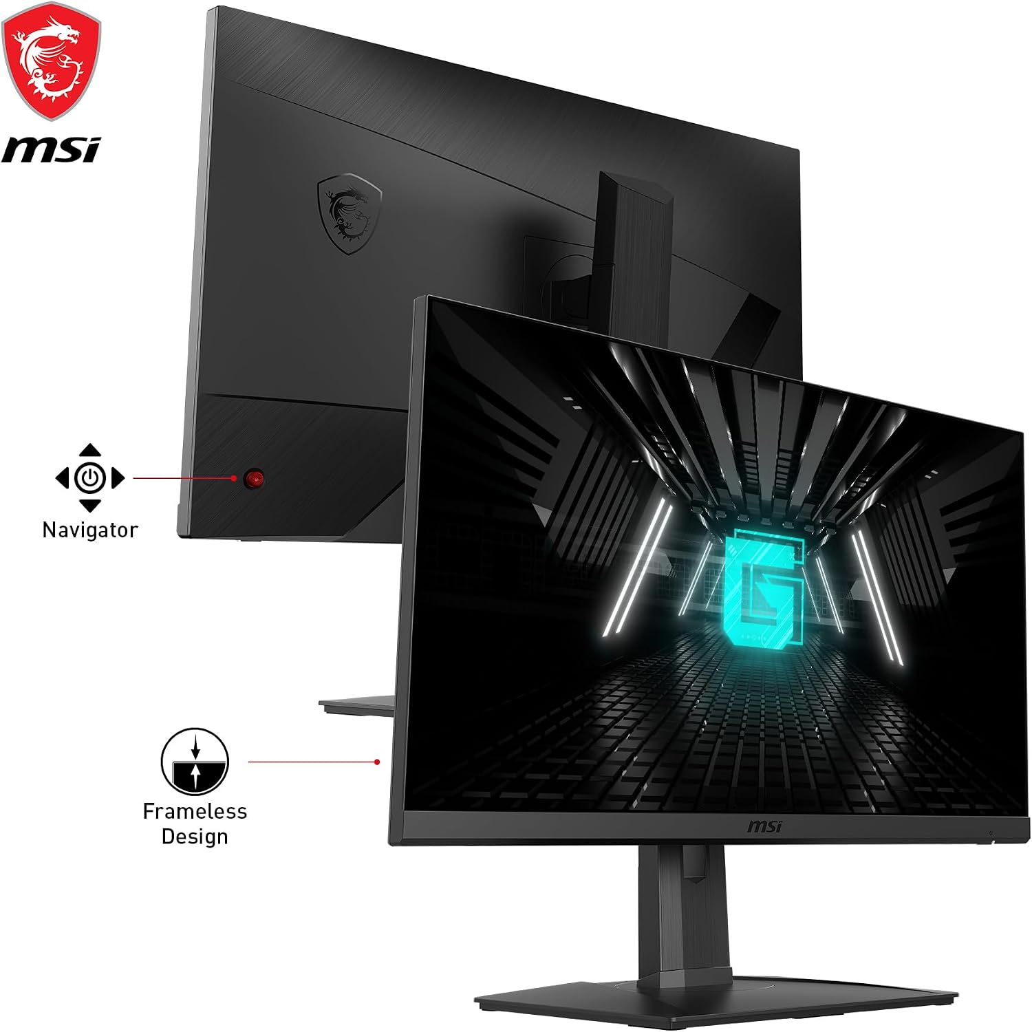msi G272QPF, 27' Gaming Monitor, 2560 x 1440 (QHD), Rapid IPS, 1ms, 170Hz, G-Sync Compatible, HDR Ready, HDMI, Displayport, Tilt, Swivel, Height Adjustable, Pivot