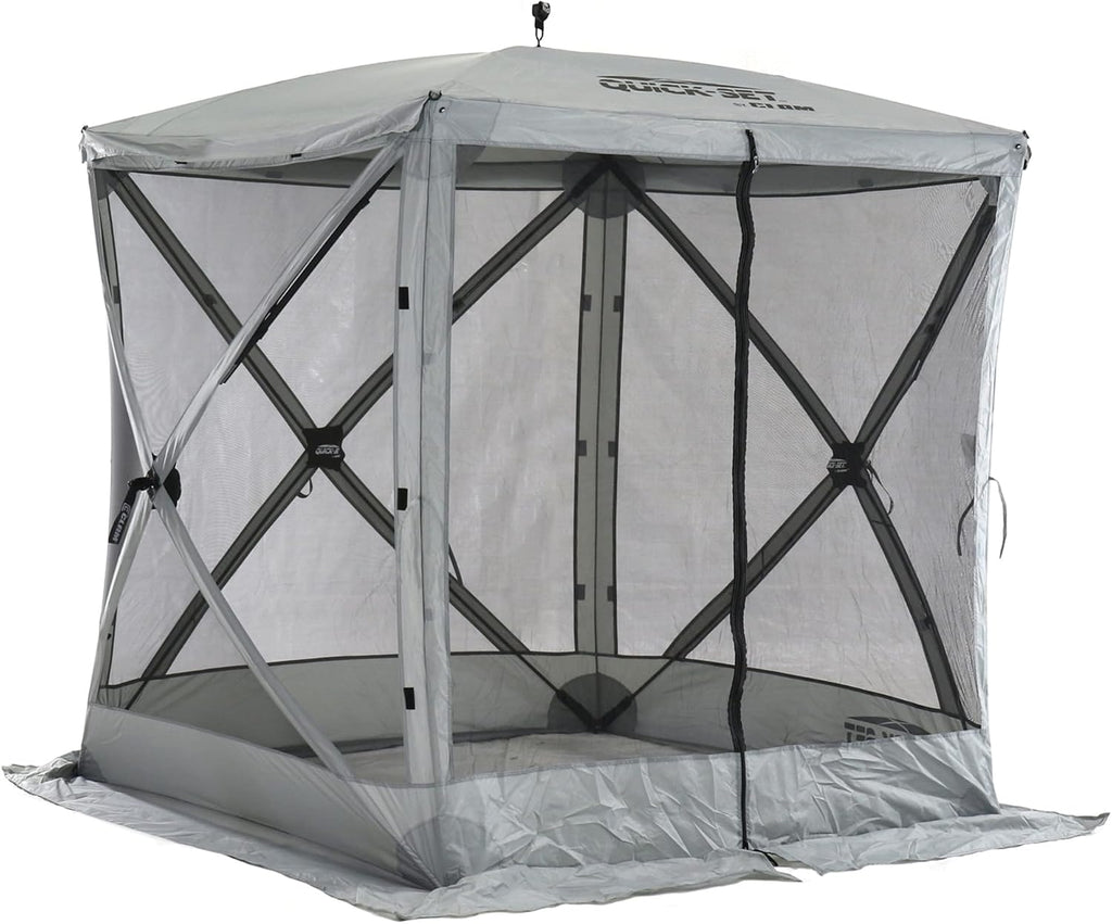 CLAM Quick-Set Pop Up Screen Tent, Traveler, 6 x 6 ft, Instant Setup Gray Portable Outdoor Shelter, Compact Bug-Free Canopy Tent for Camping, Fishing, Backyard - Gray