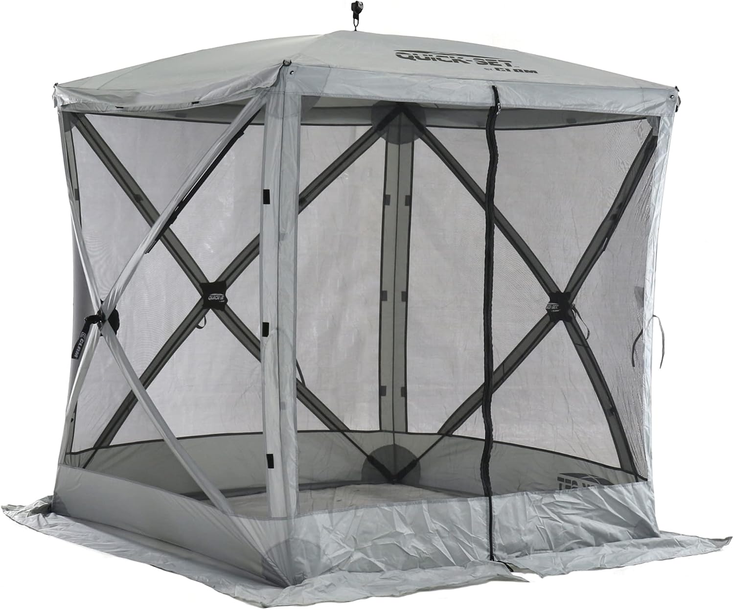 CLAM Quick-Set Pop Up Screen Tent, Traveler, 6 x 6 ft, Instant Setup Gray Portable Outdoor Shelter, Compact Bug-Free Canopy Tent for Camping, Fishing, Backyard - Gray