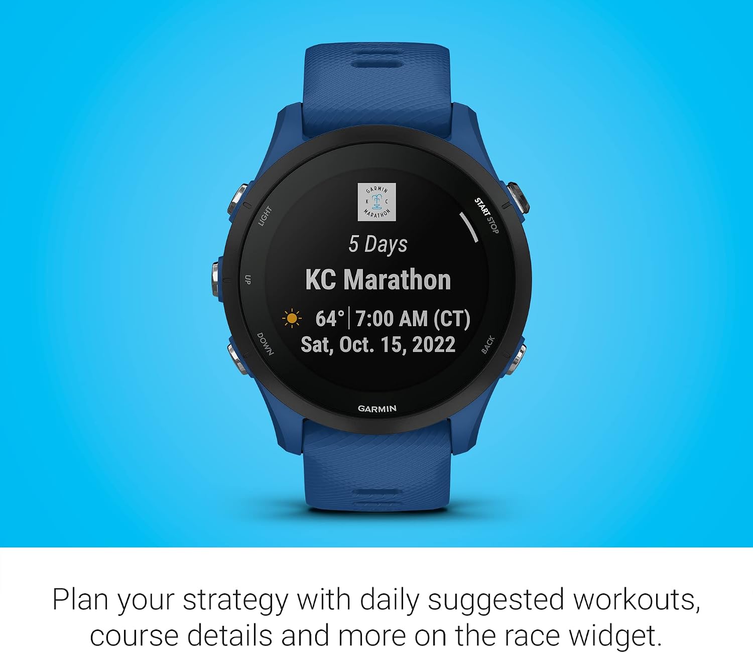 Garmin Forerunner® 255, GPS Running Smartwatch, Advanced Insights, Long-Lasting Battery, Tidal Blue