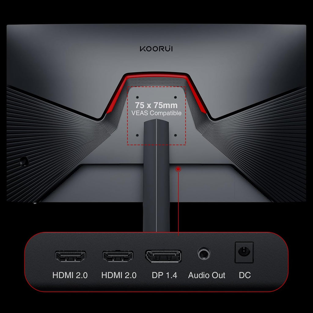 KOORUI 27 Inch Gaming Monitor 240hz, 1ms, FHD 1920x1080, 90% DCI-P3, 100% sRGB Color Gamut, Adaptive Sync Compatible, HDMI, DisplayPort, Black, GN02
