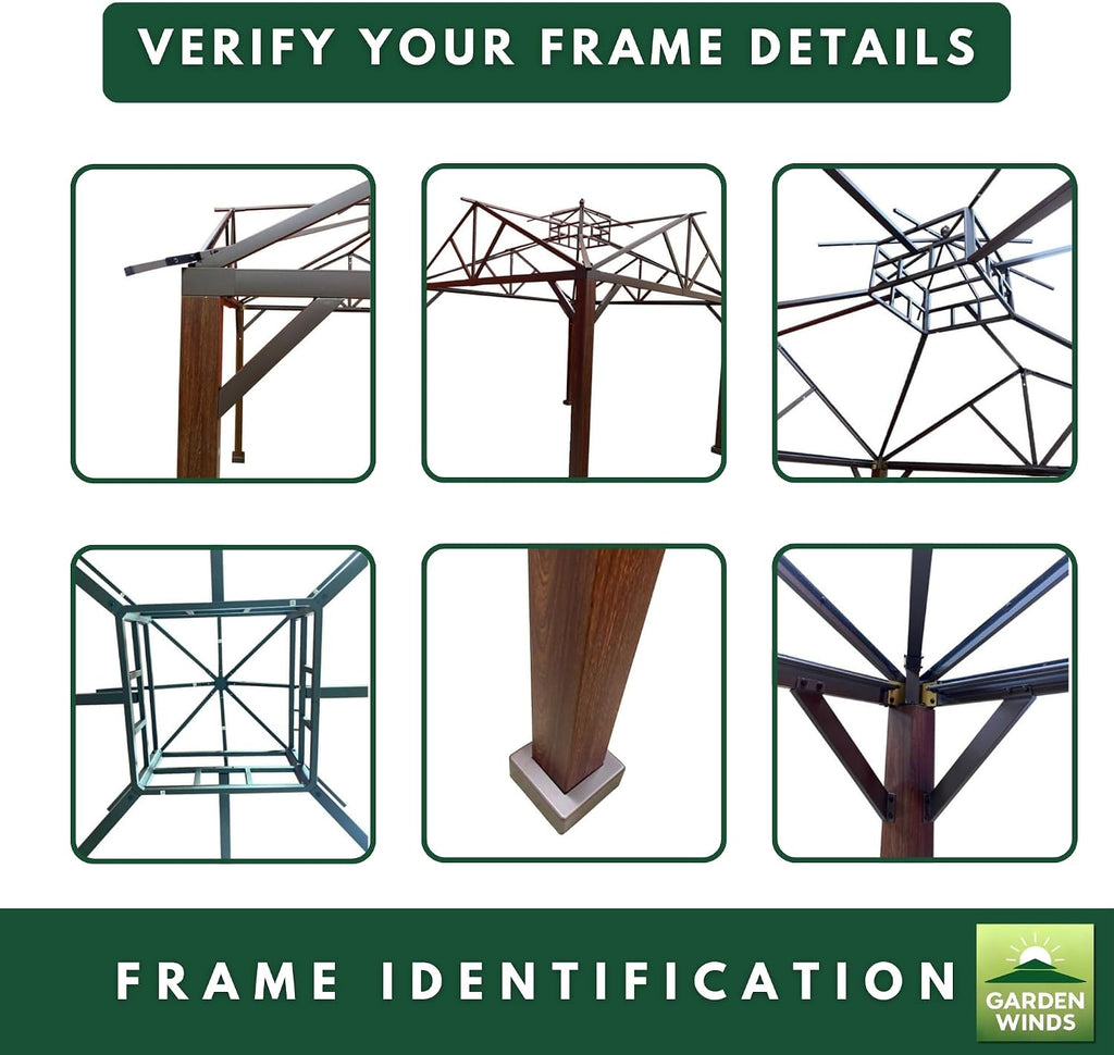 Garden Winds Reinforced Replacement Canopy Top Cover Compatible with The TPGAZ2307, TPGAZ2307A/B/D Style Selections Pitched Roof 10' x 10' Gazebo - Classic Sand, Riplock 350