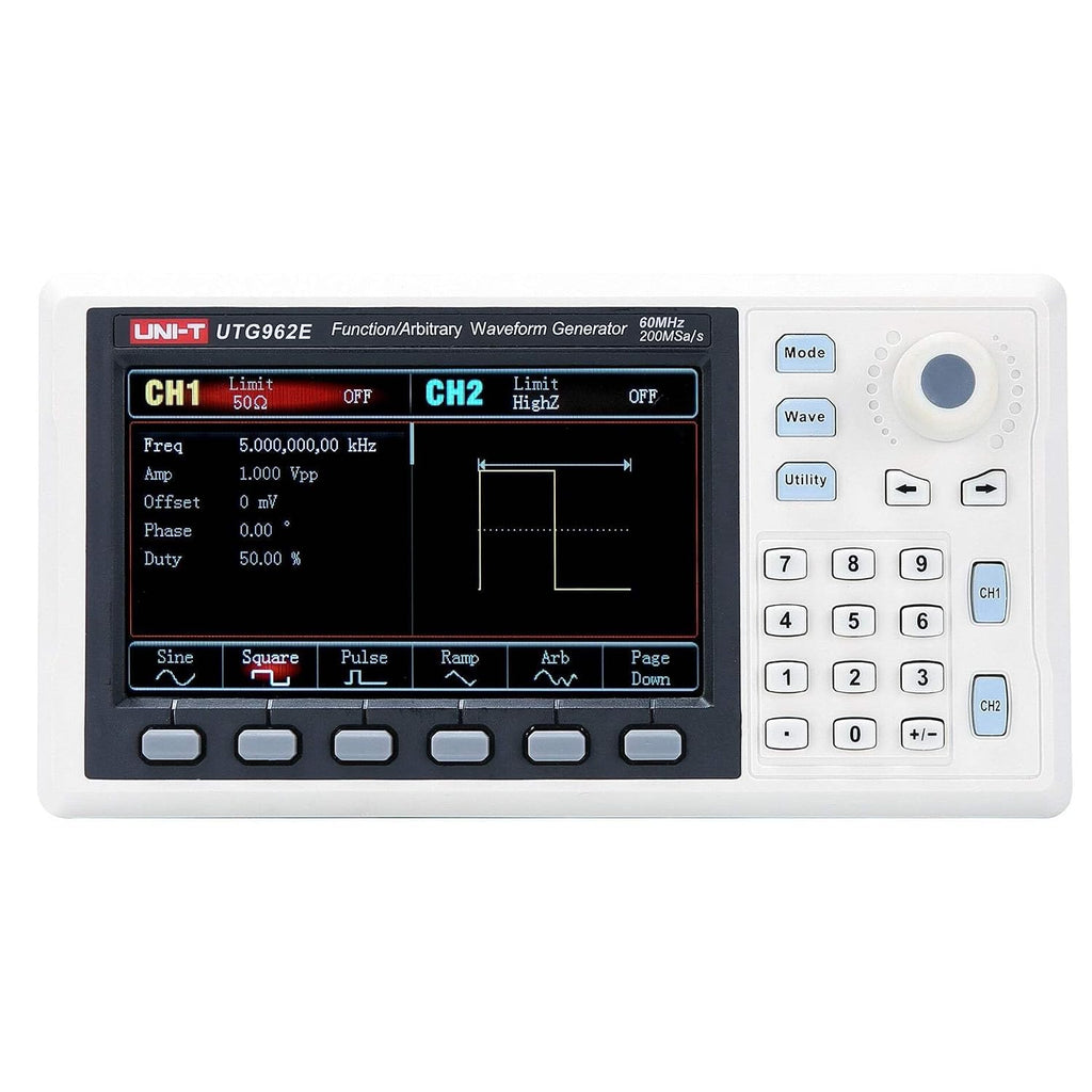 UNI-T UTG962E Handheld 60MHz 2Ch Arbitrary Waveform Generator - Compact RF Signal Generator with Dual Channels, AM/FM/PM Modulation, USB Connectivity