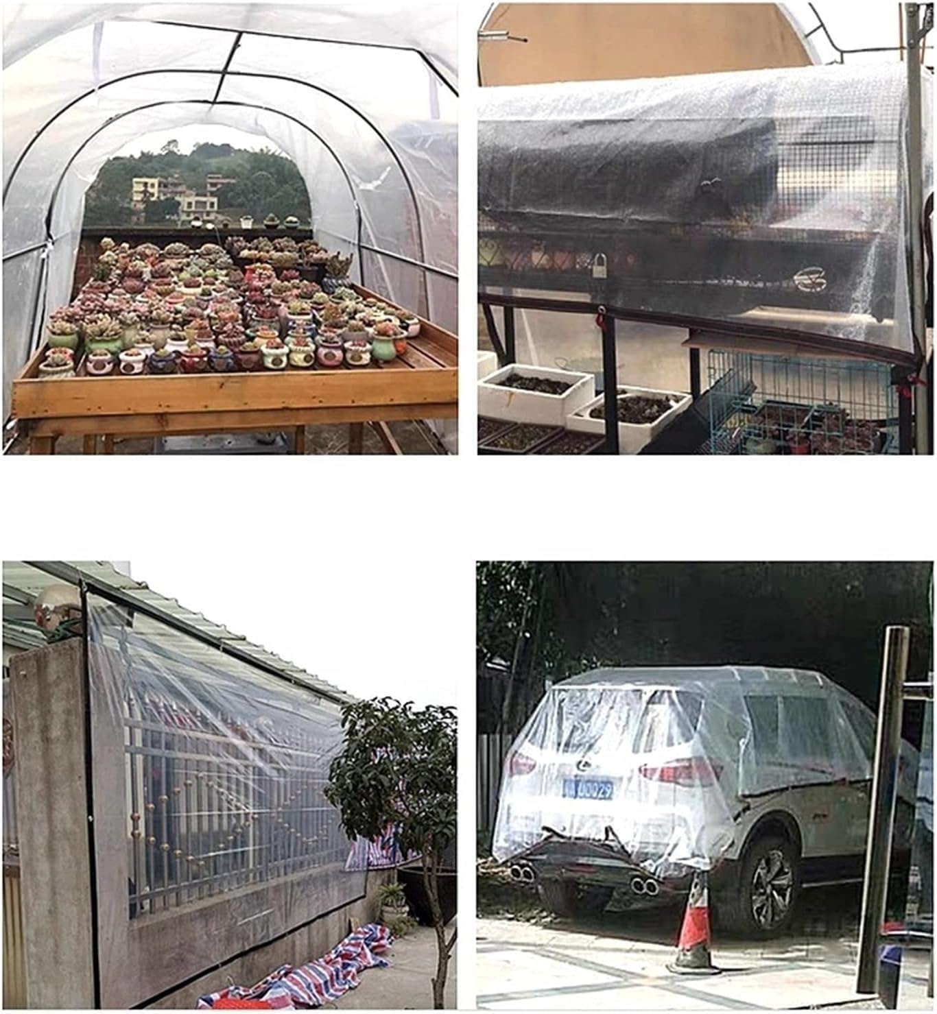 Outdoor Pergola Curtain Waterproof PVC Tarpaulin with Rustproof Grommets Heavy Duty Tarpaulin Transparent, for Porch, Gazebos, Customizable(16x16'/5x5m)