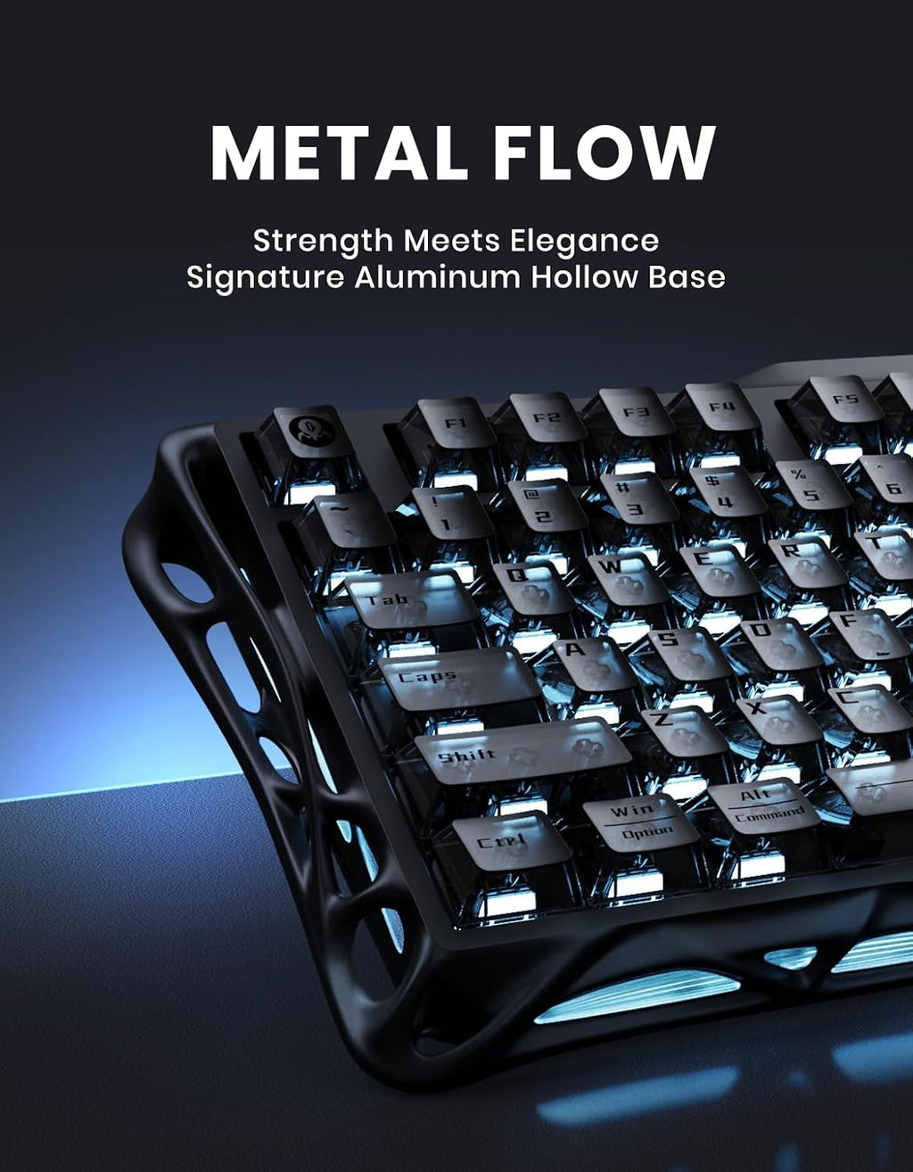 GravaStar Mercury K1 75% Wireless Mechanical Keyboard, Aluminum Alloy Gaming Keyboard with Knob, Hot Swappable, Linear Switches, Transparent Keycaps, RGB Backlit, 2.4GHz/BT5.0/USB for PC Gaming