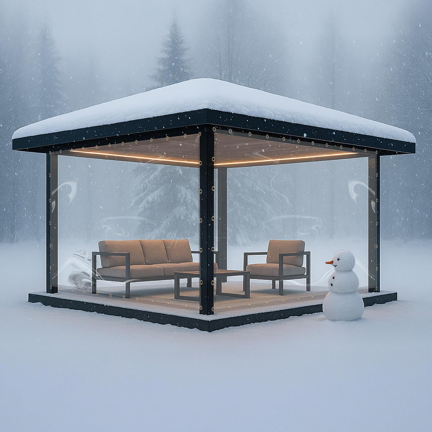Covers & All Outdoor Clear Curtains for Patio Waterproof – 18 oz Outdoor Tarp Clear Vinyl Curtains, Gazebo Curtains with Brass Grommets for Pergola, Porch & Patio Walls for Winter (12 x 7 ft)