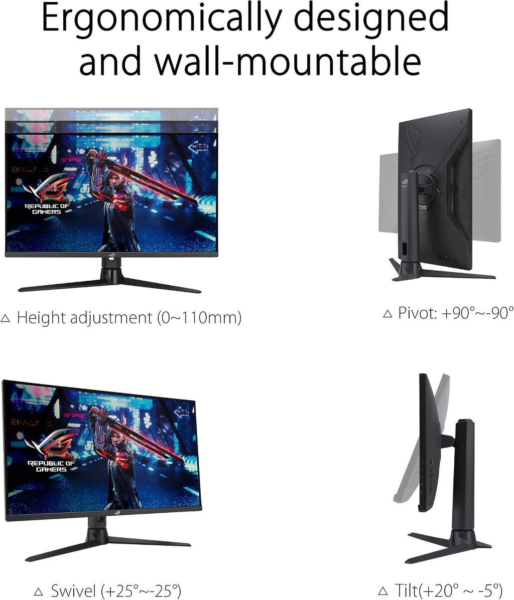ASUS ROG Strix 27' 1440P Gaming Monitor (XG27AQMR) - 27', QHD (2560 x 1440), Fast IPS, 300Hz, 1ms, G-SYNC Compatible, FreeSync Premium Pro, Extreme Low Motion Blur Sync, DisplayPort, DisplayHDR 600