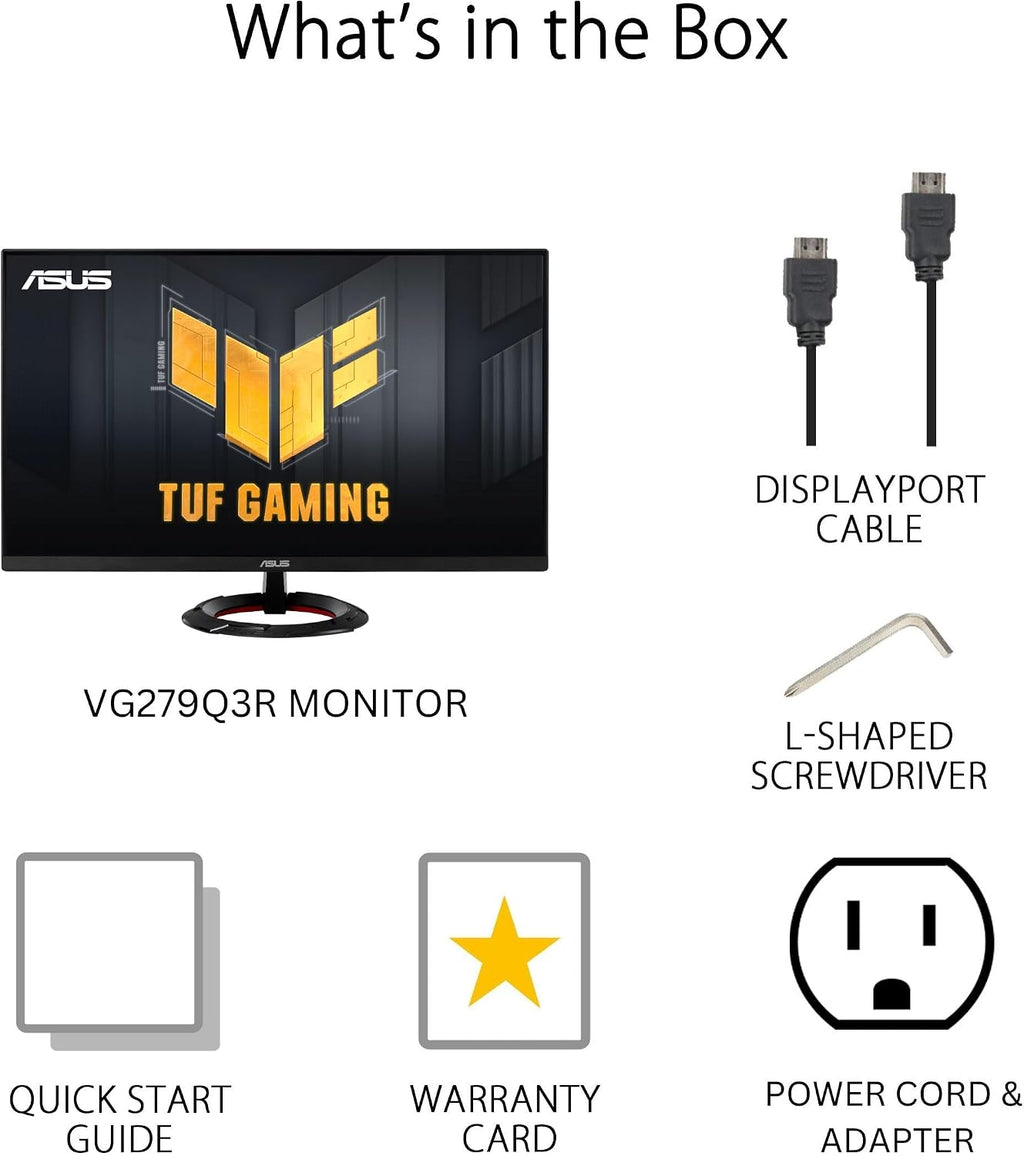 ASUS TUF Gaming 27' 1080P Monitor (VG279Q3R) - Full HD, 180Hz, Fast IPS, Extreme Low Motion Blur, 1ms, FreeSync, Variable Overdrive, Shadow Boost, Eye Care, 100% sRGB, 3 yr Warranty
