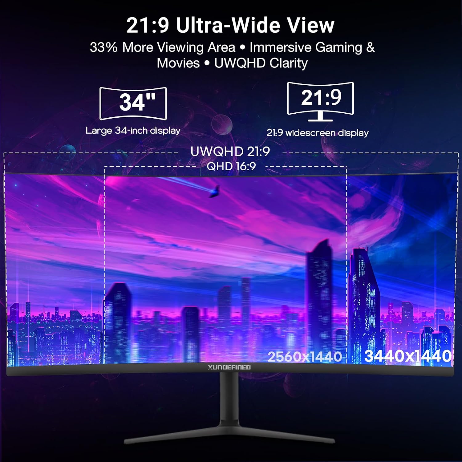 34' Curved Ultrawide Monitor with Speakers, 180Hz WQHD 3440x1440 1500R Wide Gaming Monitors, 4000:1 Contrast, 126% sRGB, HDR10, PIP/PBP, FreeSync, 1ms, Height/Swivel/Tilt Adjustable, HDMI x2, DP x2