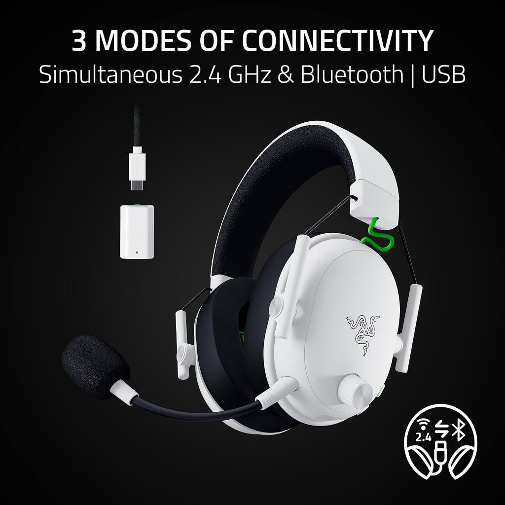 Razer BlackShark V3 Wireless Gaming Headset for Xbox: 50mm Drivers - Super Wideband Mic - 2.4 GHz, Bluetooth, USB - Works with PC, Mac, PS5, Nintendo Switch, Smartphone - Long Battery Life - White
