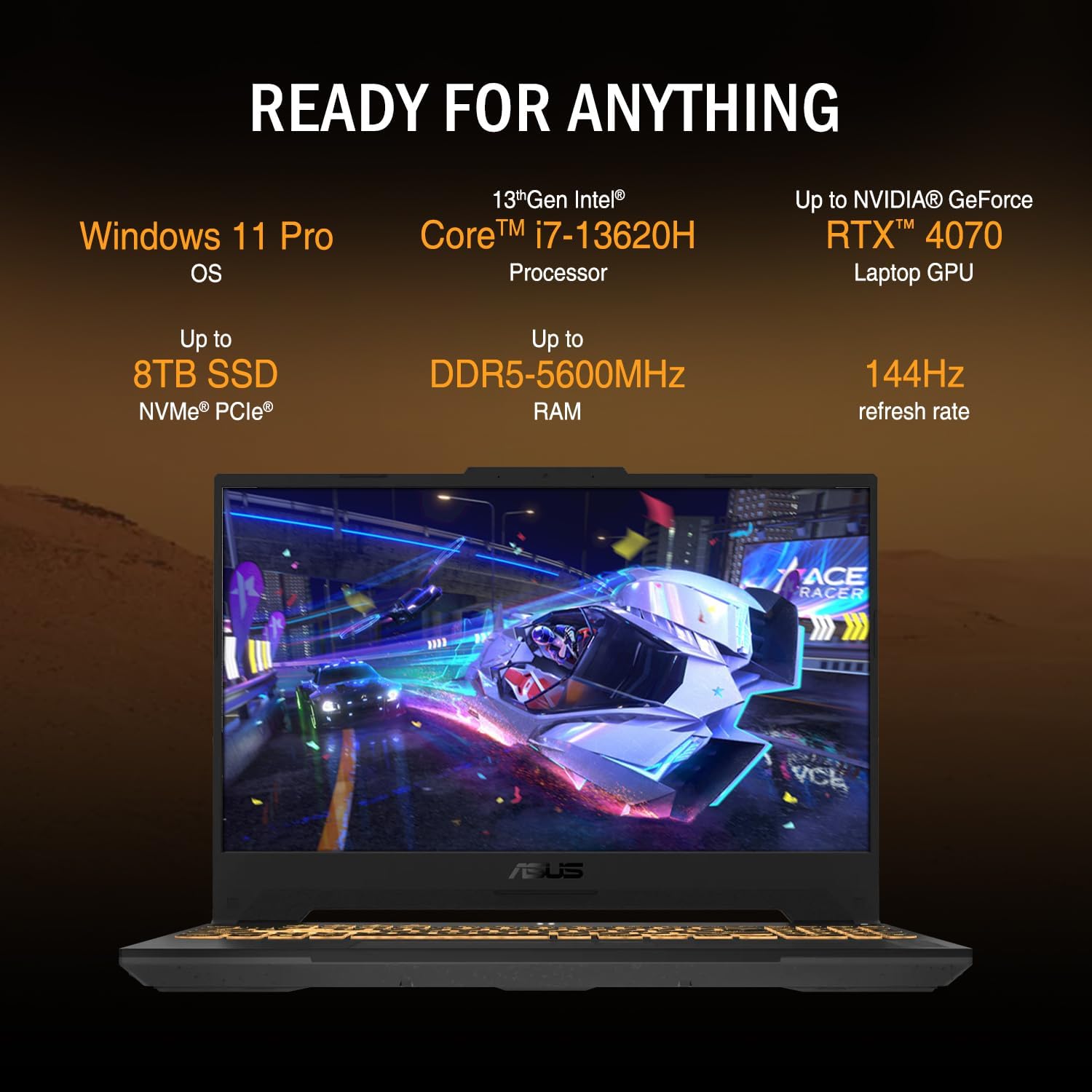 ASUS TUF 15.6 i7 RTX 4070 Premium Gaming Laptop, 15.6' FHD 1920 * 1080 144Hz, Intel i7-13620H (Beats Intel i9-12900), NVIDIA GeForce RTX 4070, 32GB DDR5, 1TB SSD, RGB Backlit Keyboard, Windows 11 Pro
